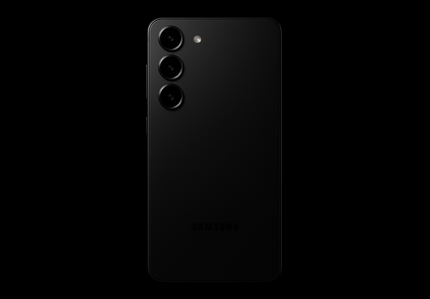 samsung, back of the phone on a black background